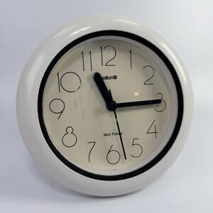 Vintage Salton Wet Times White 6.5" Round Clock Shower Hot Tub Pool Waterproof